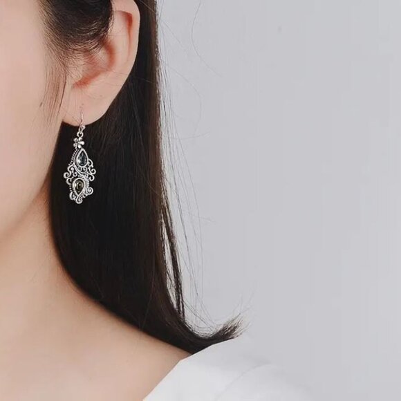 Bohemian Teardrop Crystal Earrings - Picture 2 of 2